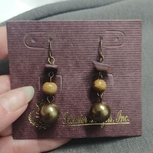 Premier Designs Gold and Brown Earrings